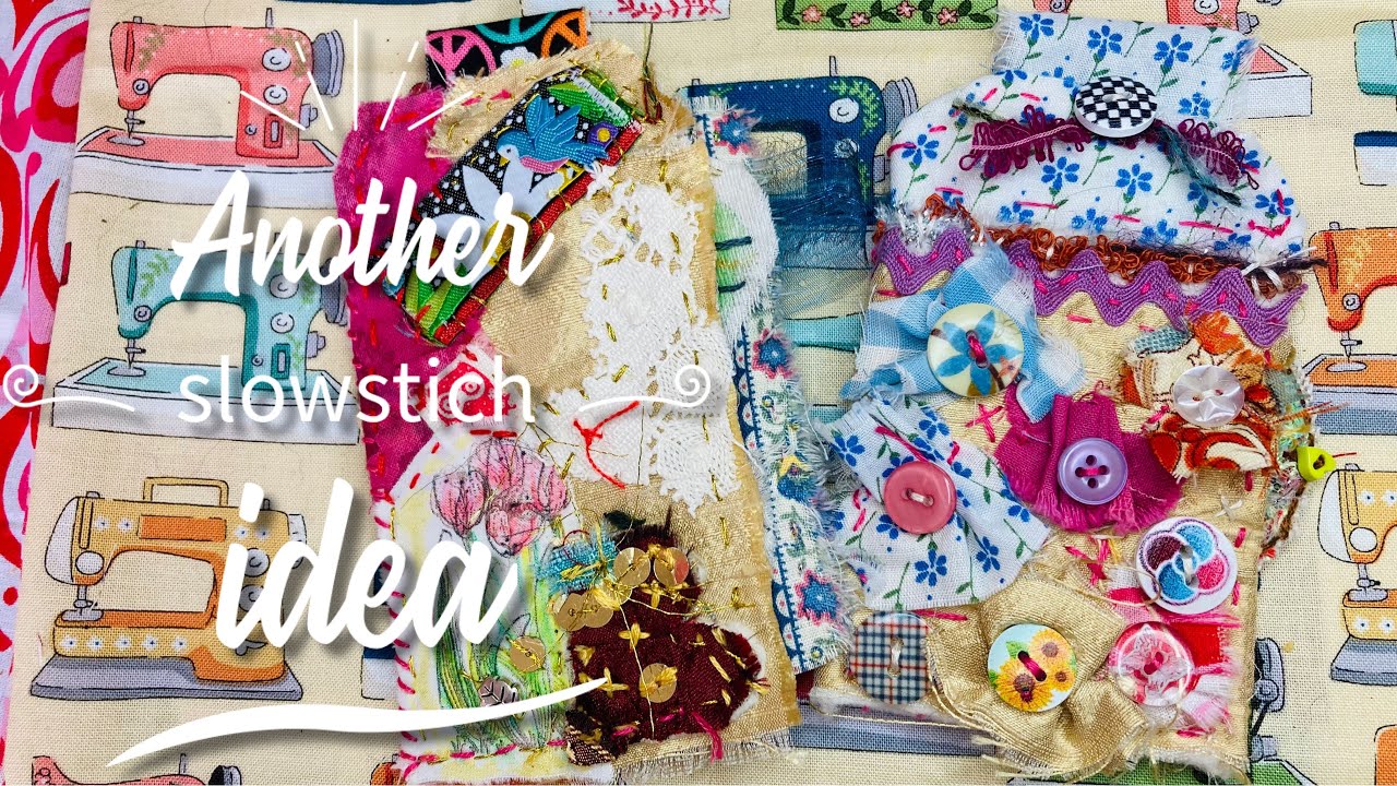 #slowstitch tags with pockets PROCESS VIDEO reuse fabric scraps ♻️