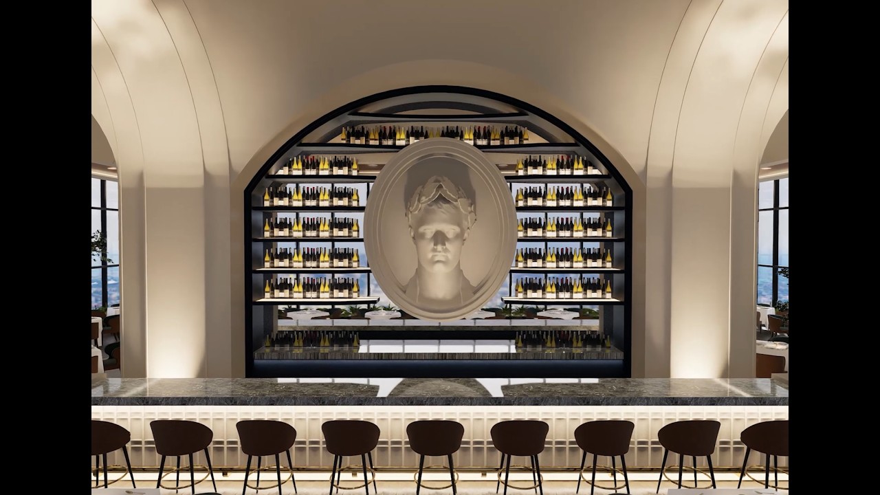 Restaurante italiano en las alturas | Recorrido virtual arquitectónico