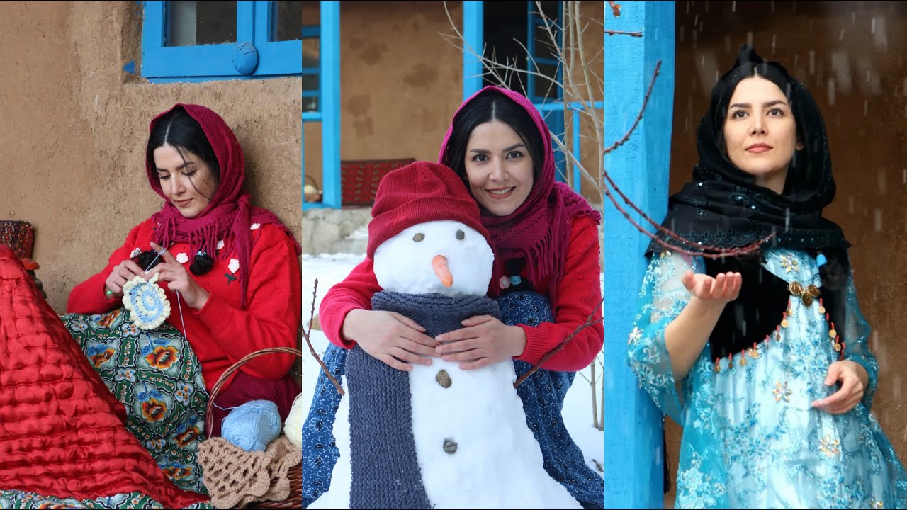 Snowy Village: Cooking Traditional Shish Kebab and Rice Pudding in the Winter Cold