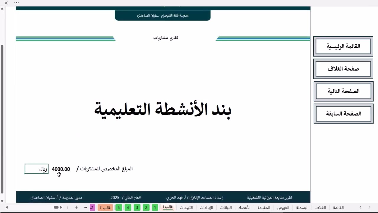 ملف متكامل للميزانية التشغيلية ( الملف مستدام )