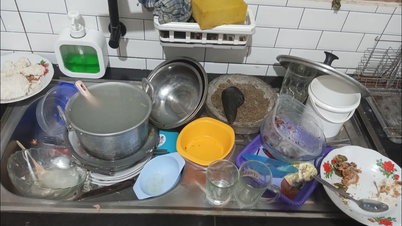 washing dishes by hand no talking stress release Satisfying Video Deep Cleaning Kitchen ASMR VIDEO