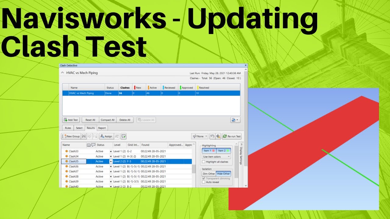 Navisworks | Updating Clash Test | Coordination