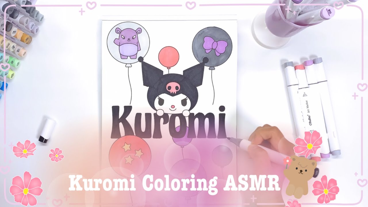 Cute kuromi coloring book relaxing coloring asmr(no talking)
