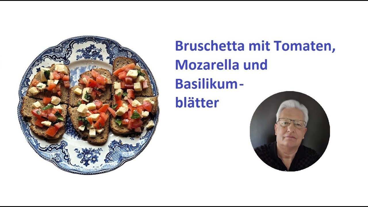 Bruschetta mit Tomaten, Mozarella und Basilikumblätter