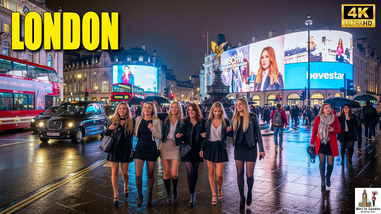 Magical Midnight Walking Tour in London's Busiest Streets | 4K HDR