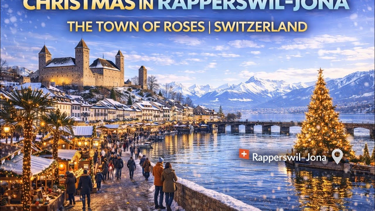 🇨🇭 🎄Christmas Day Walk 🎄 Rapperswil‑Jona Lakeside & Magic Capuchin Monastery✨ The “Town of Roses