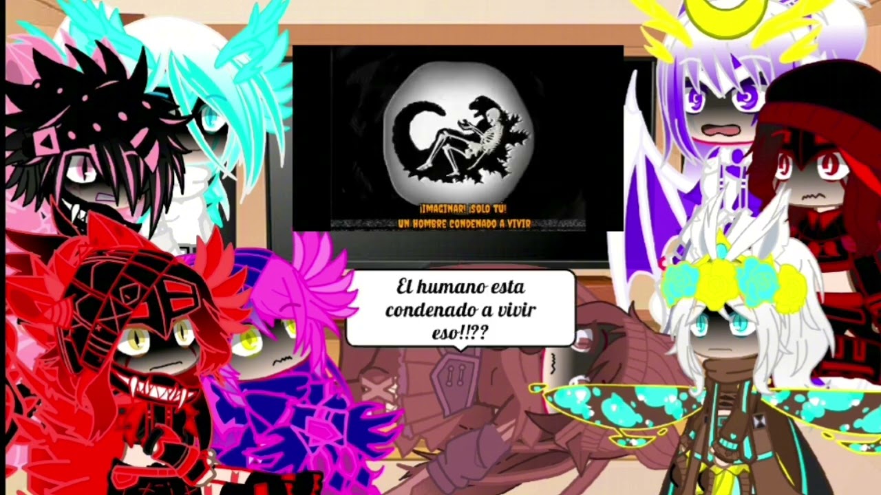 Godzilla+su harem reaccionan al rap el hombre dentro del traje de Godzilla #gachanebula #reaction