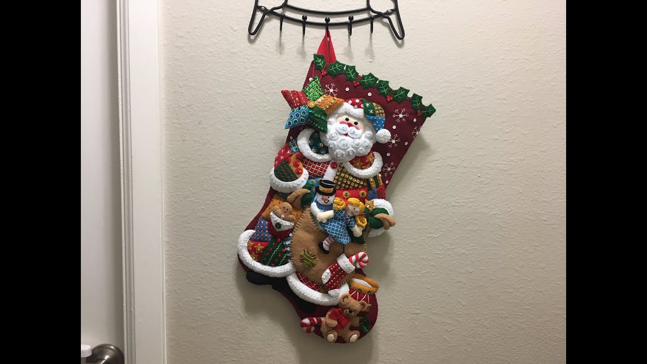 Bucilla Patchwork Santa Felt Stocking Kit Video #3