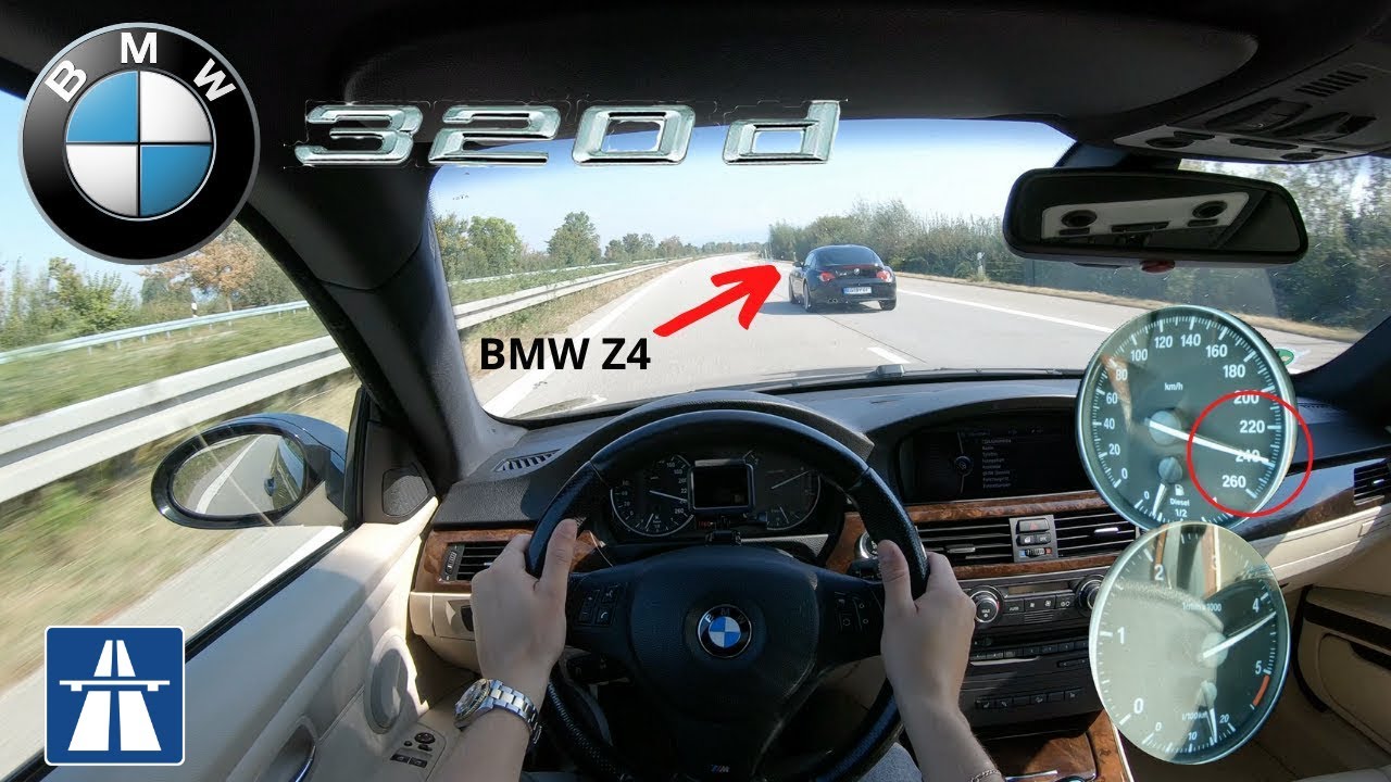 BMW 320d E92 177HP TOP SPEED POV DRIVE ON GERMAN AUTOBAHN NO LIMIT