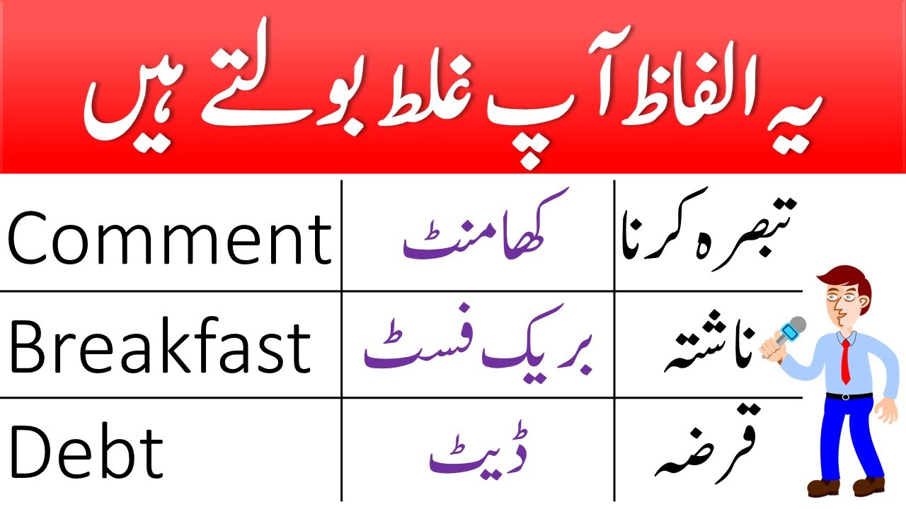 Top 50 Commonly Mispronounced Words in English with Urdu Translation | AW English