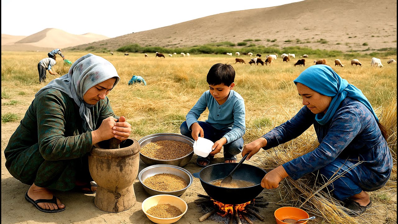 Hand Harvesting, Threshing, Cooking, and Making Gowurqa | A Pure Rustic Day
