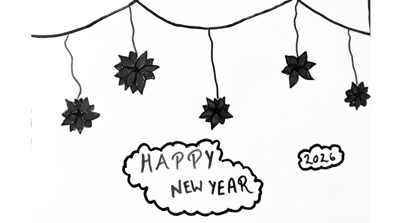 Happy New Year 2026 Drawing | New Year Card Design Ideas