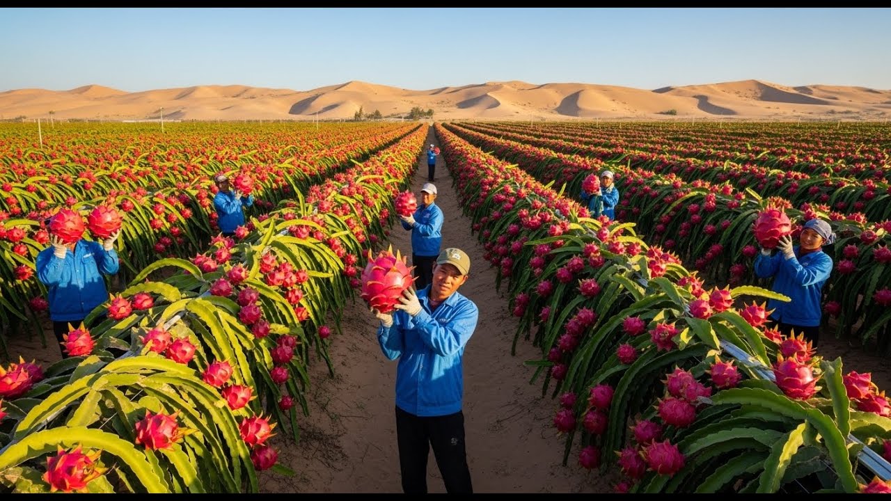 Desert Purple Dragon Fruit Farming | Water Discovery to High-Tech Harvest & Retail.