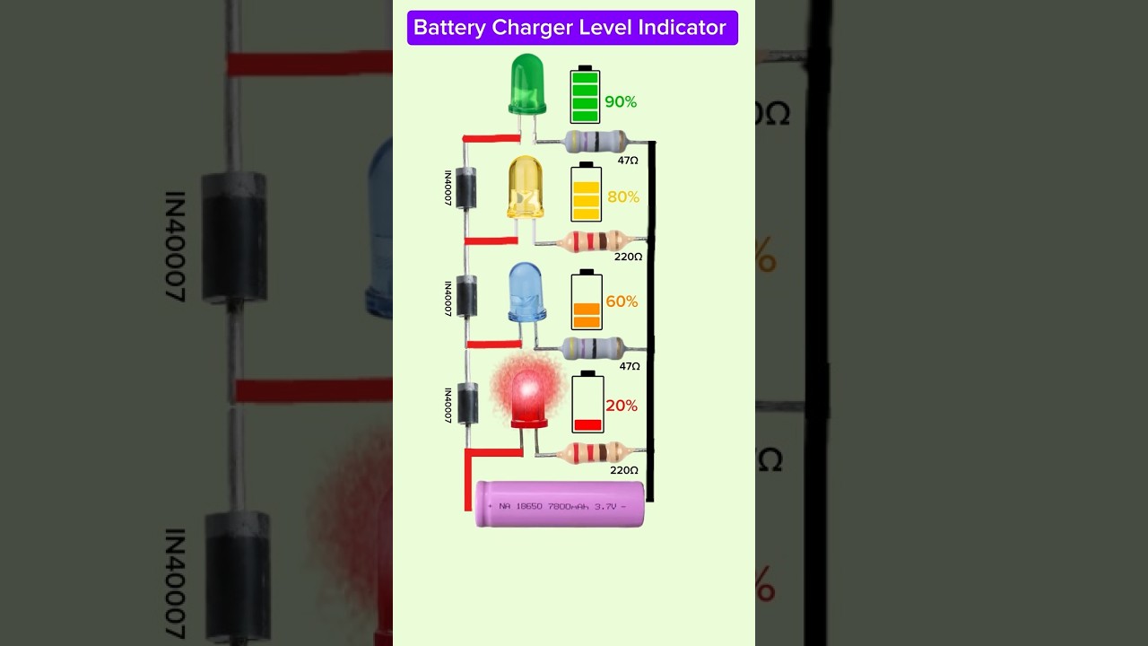 🔋Battery Charger Level Indicator Circuit | Circuit Explaining #shorts #battery #tech