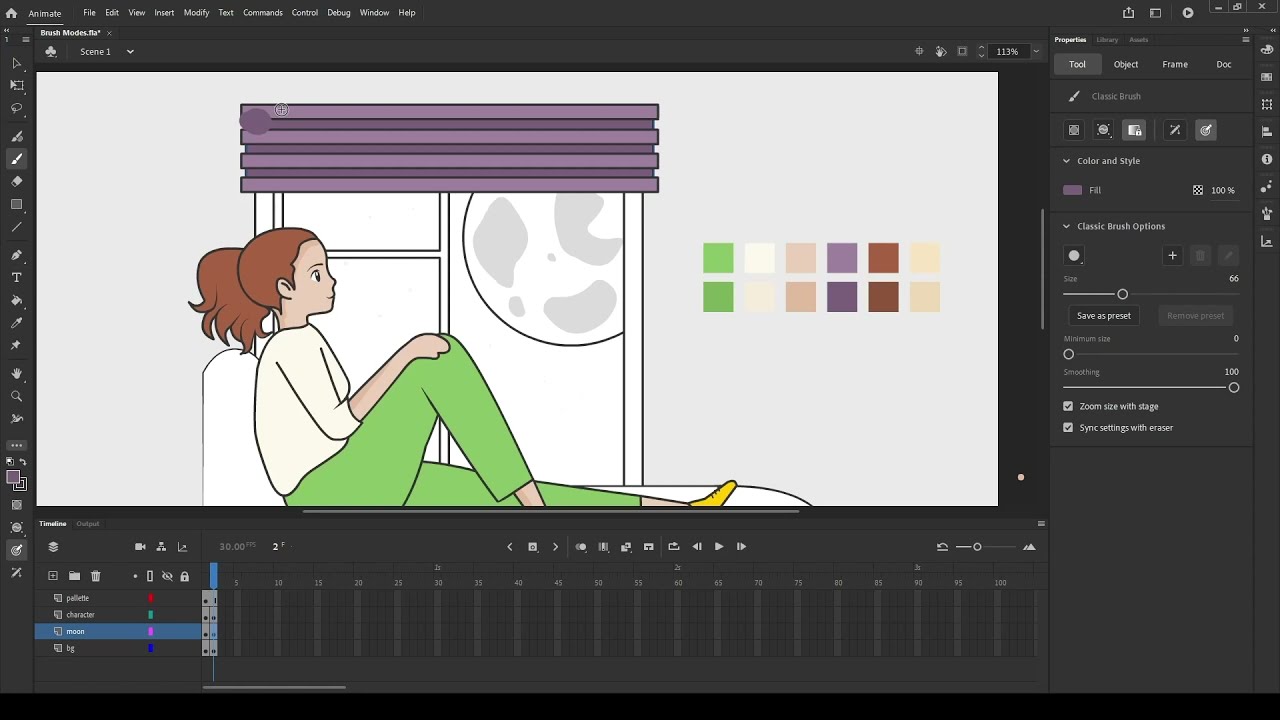 Coloring and Shading using Brush modes in Adobe Animate