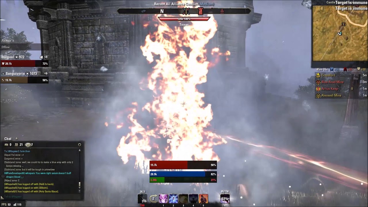 ESO PVP Light Armor Magicka Dragonknight   Resource fight ft  Burguul