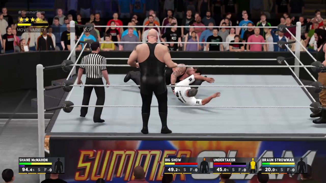 WWE 2K17 Shane McMahon VS Big Show,Undertaker,Braun Strowman In A 1 VS 3 Handicap Match