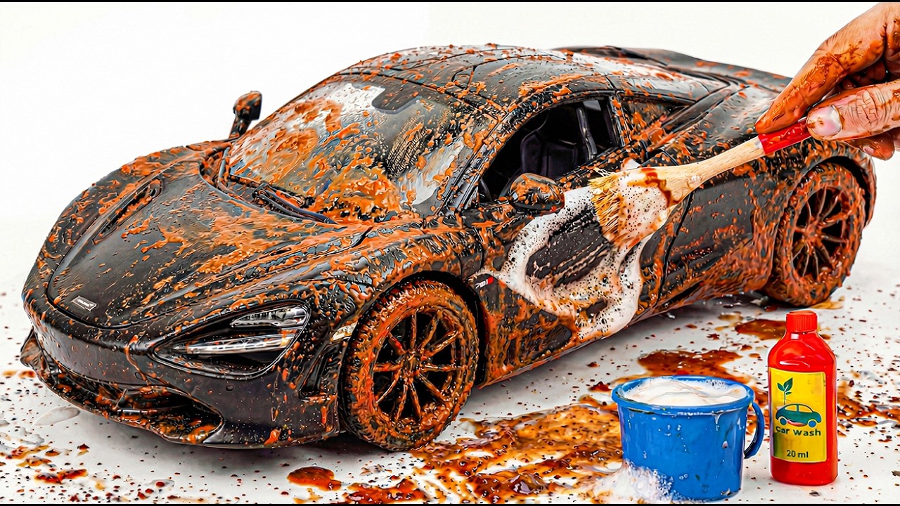 The Incredibly Realistic Cleaning of a 1:24 Maclaren 720s After an Extreme Off-Road Adventure 🥵