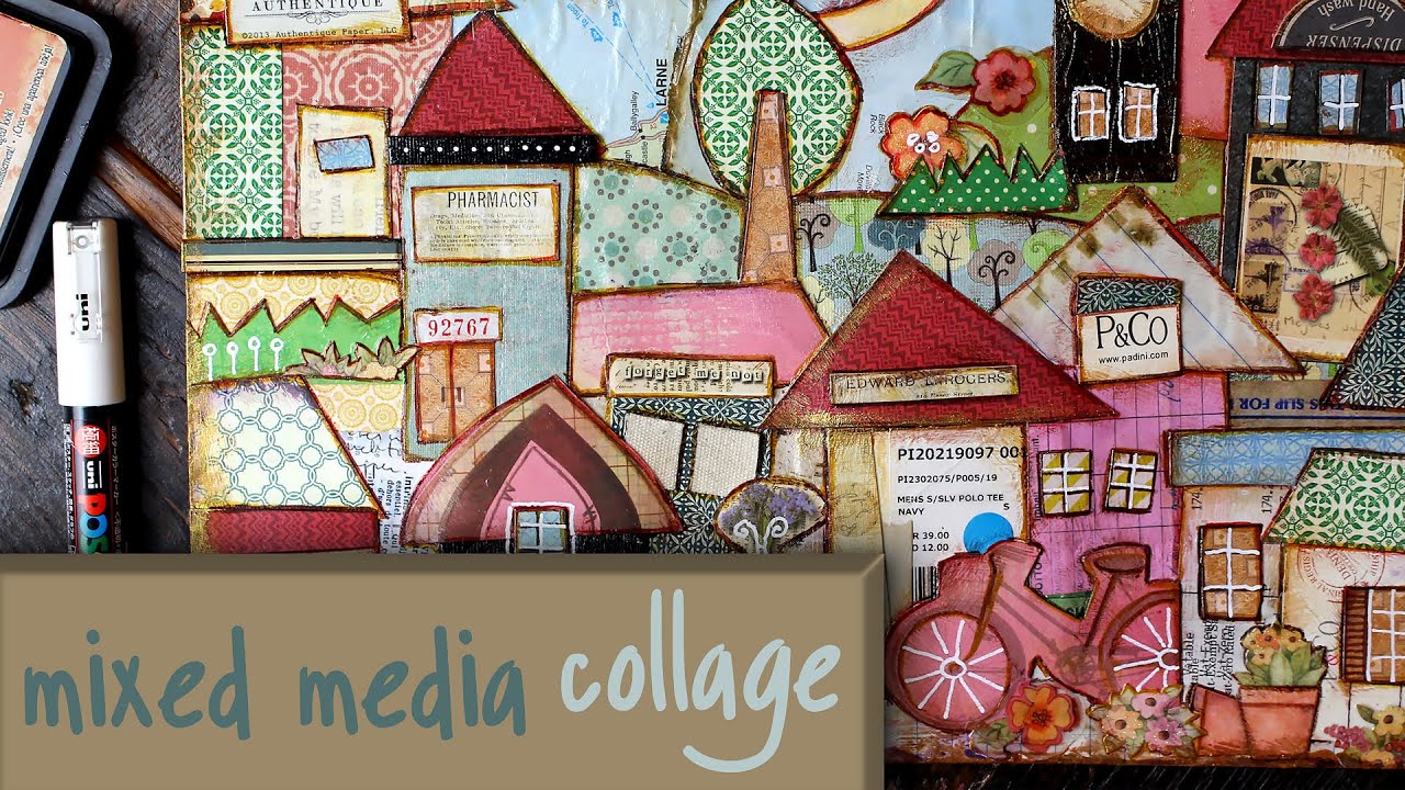Mixed Media Collage | Art Collage Journal Techniques | Simple Collage Tutorial - Time Lapse Video