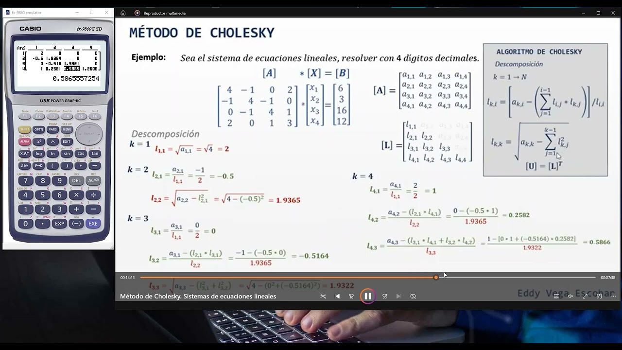 Método Numérico de Cholesky Casio FX 9860GII SD