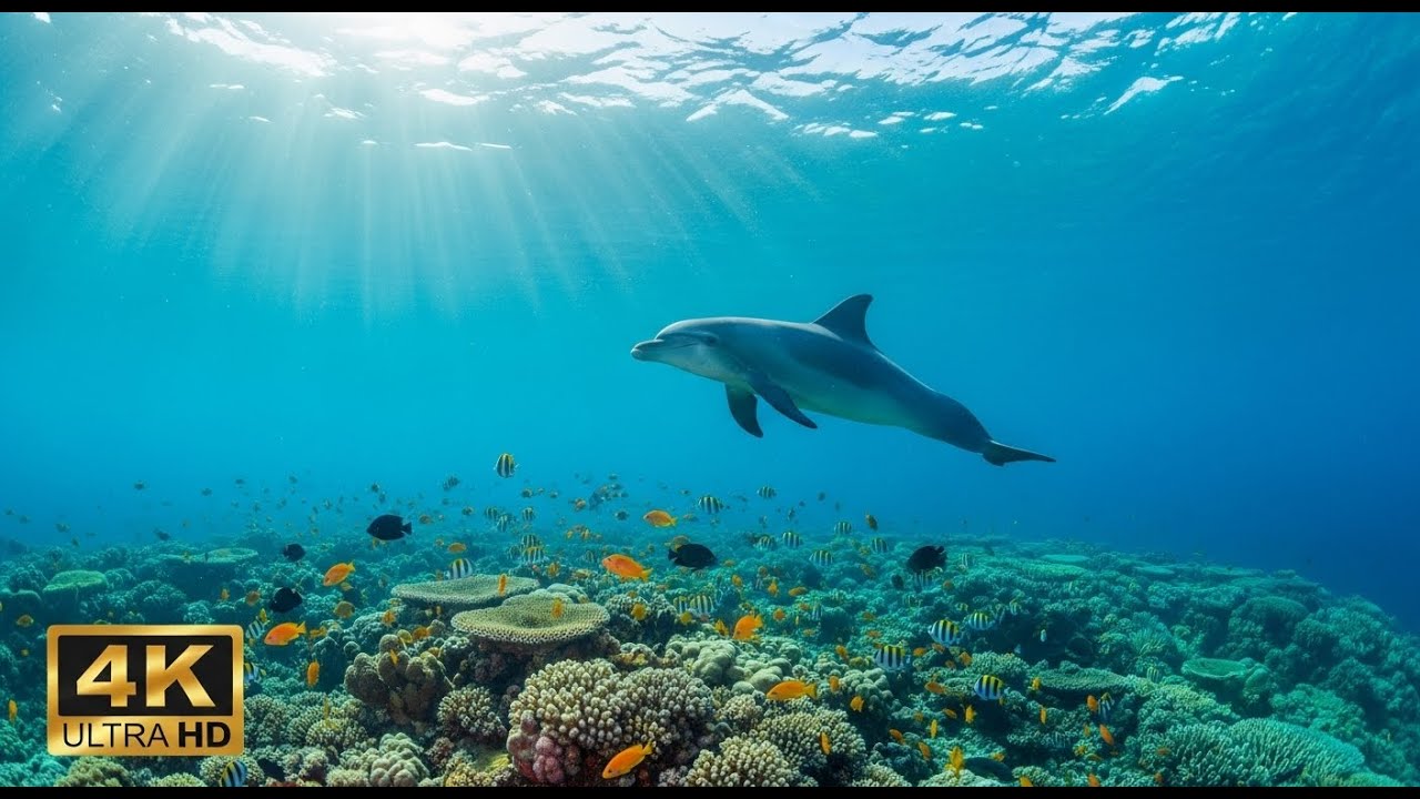 🐠 Aquarium Relaxation Video 4K – Peaceful Coral Reef Fish with Ambient Music