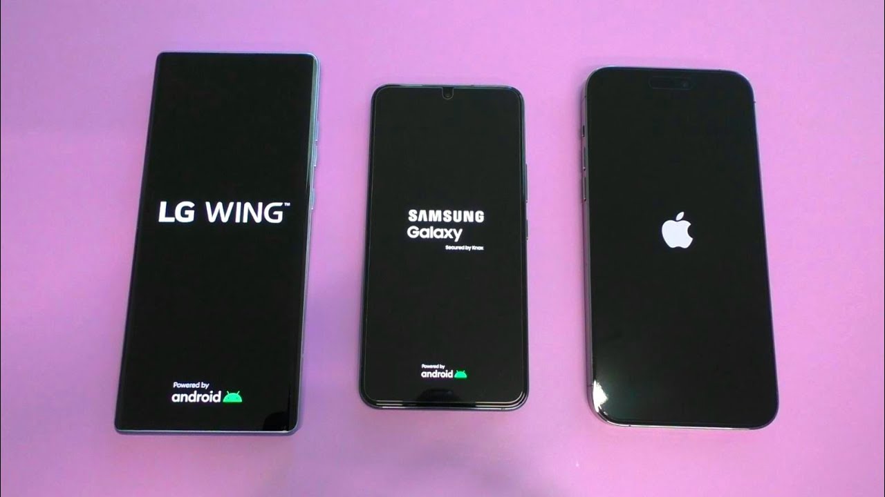 LG Wing vs Samsung Galaxy S22 vs iPhone 14 Pro Max Boot animation