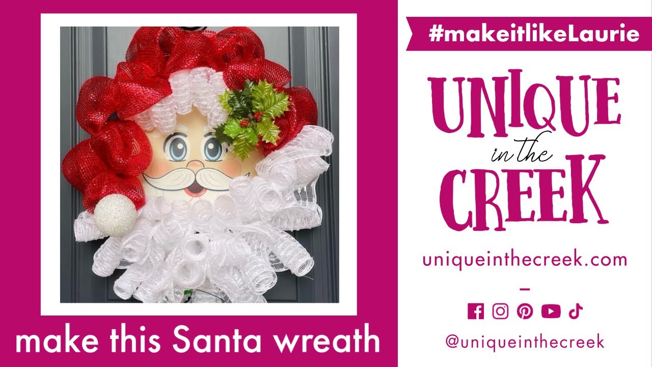 How to Create a Easy Deco Mesh Santa Wreath | DIY Santa Wreath Tutorial | Step-by-Step Guide |