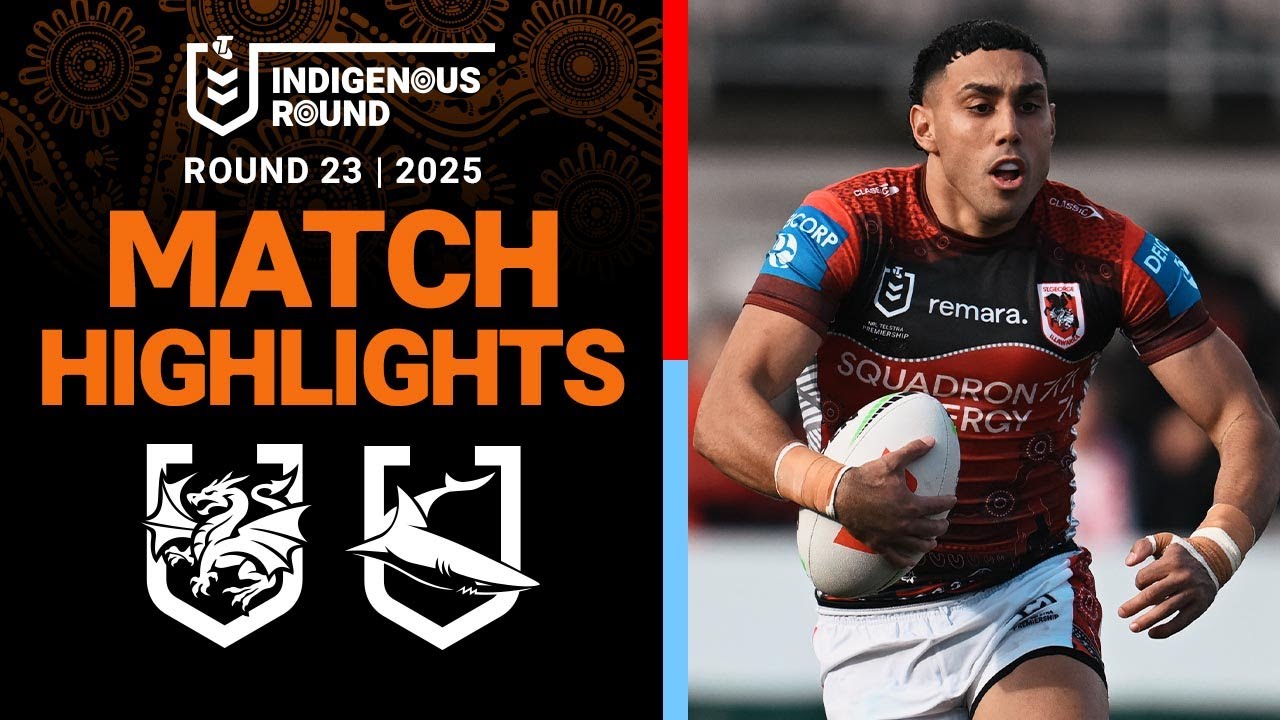 NRL Highlights | 2025 NRL Match Highlights | Dragons v Sharks | Round 23