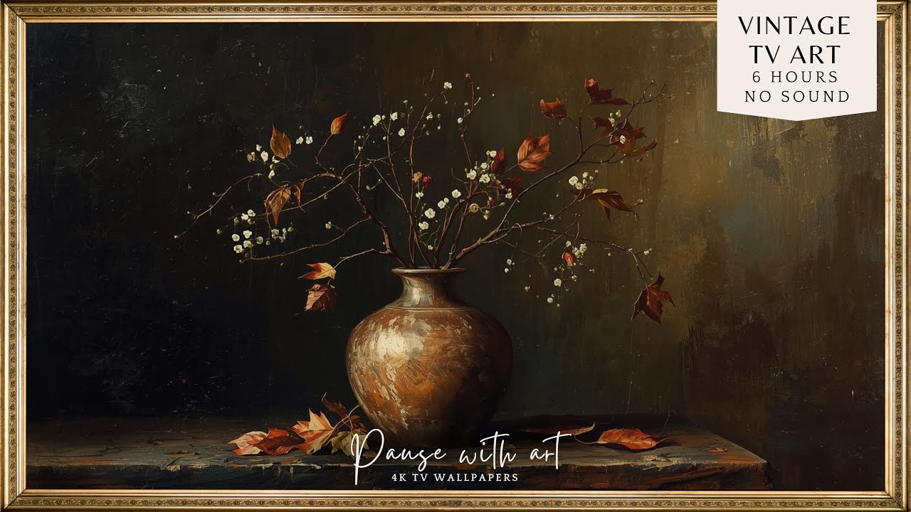 Autumn 4K Dark Flower Still Life Painting | Frame TV Seasonal Art Background | TV Screensaver