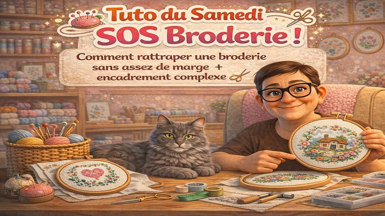 Tuto du Samedi ▶️ SOS Broderie ▶️ Rattraper une broderie sans marge et encadrement complexe ✨✨✨