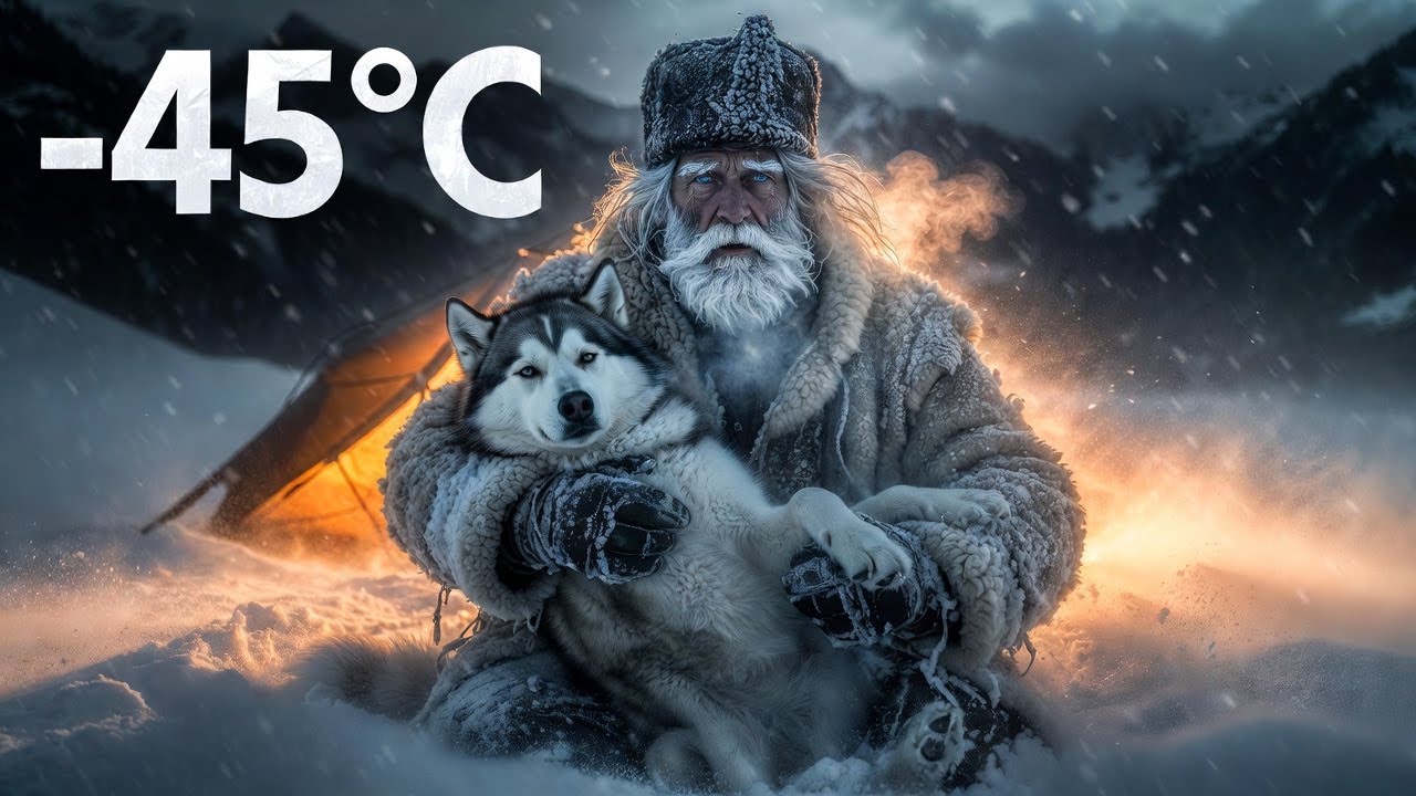 Alone minus 45 degrees... He rescued a wolf from freezing.The animal never left his side again.