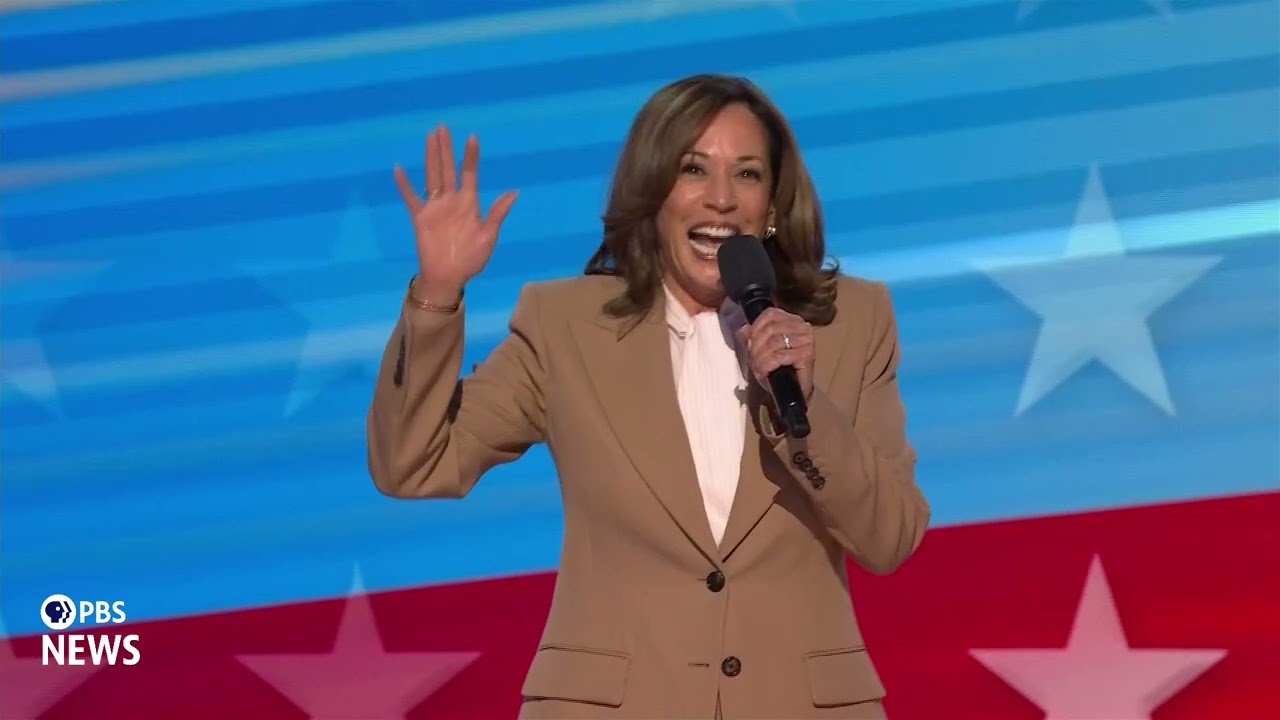 WATCH: Harris energizes crowd with tribute to Biden in DNC entrance