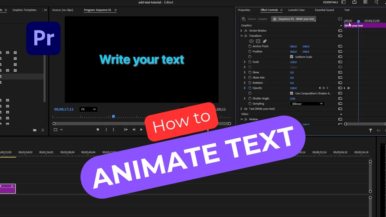 How to ANIMATE TEXT in Premiere Pro (Beginners Tutorial) | Editing Simplified