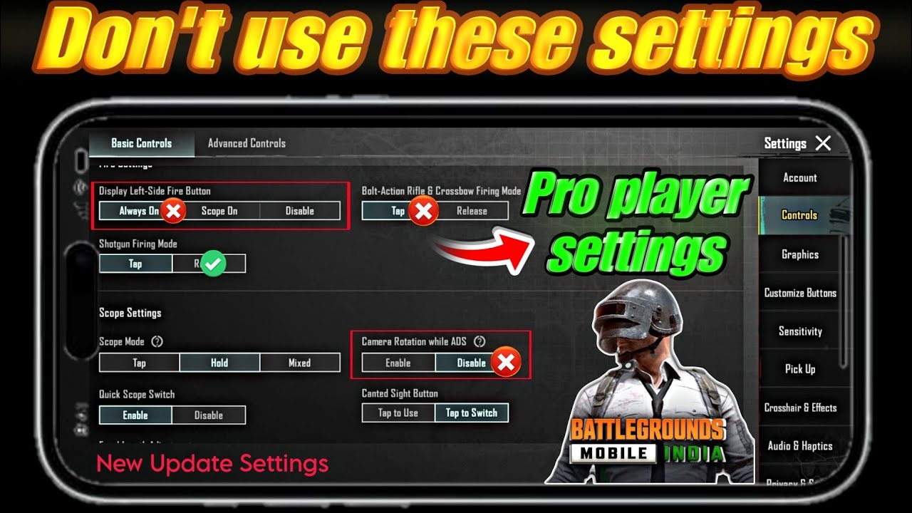 Bgmi basic settings control full explain✅|| new update settings tips and tricks||Pro player secrets🤯