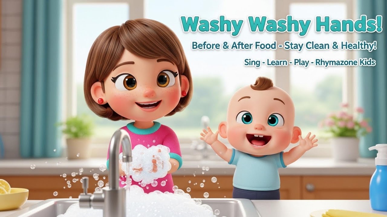 Washy Washy Hands ✋💦 | Wash Your Hands Song for Kids | Hygiene Learning Song | Rhymazone Kids
