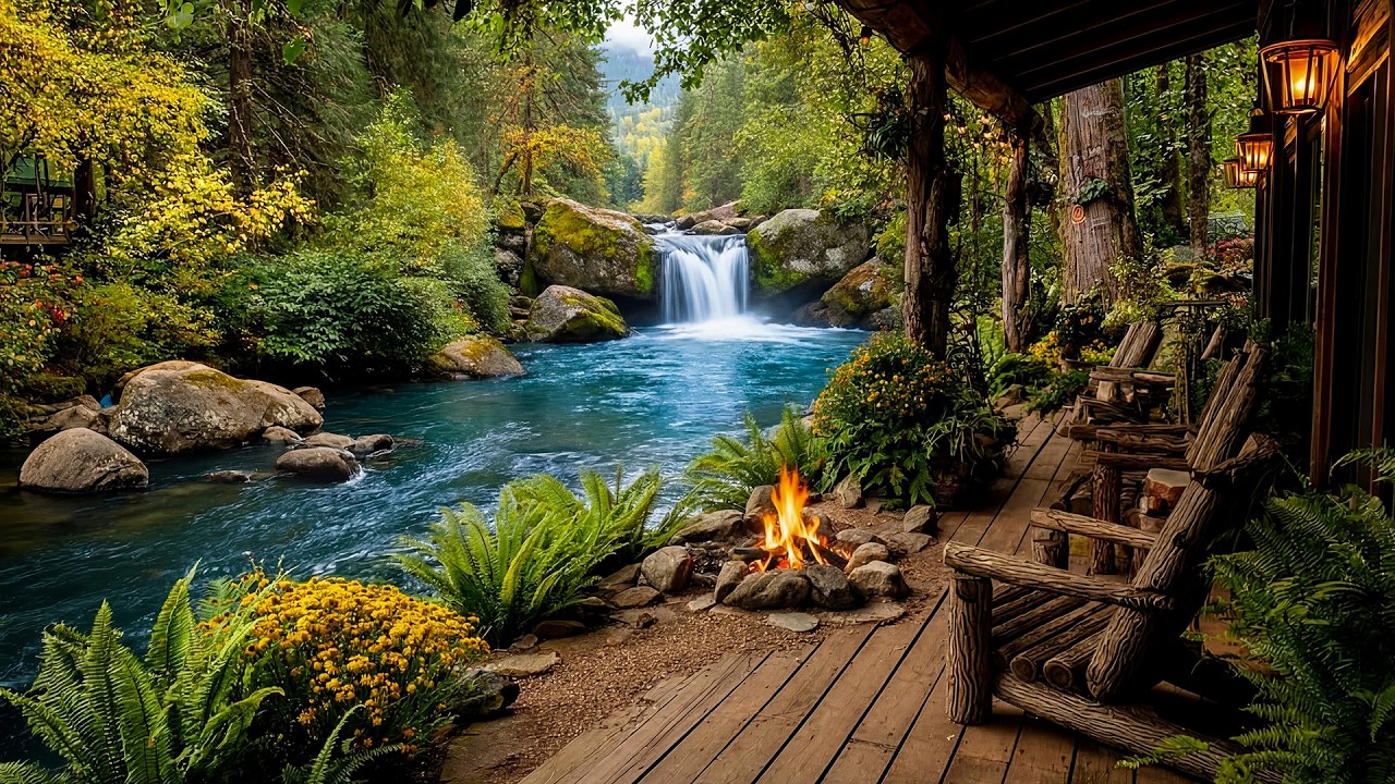 Serene Spring Retreat by the Riverside Cabin - Fire Pit & Calming Nature Sounds for Relaxation