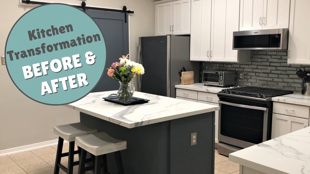 Kitchen Transformation | Porcelain Tile Counter Top - Affordability + Style