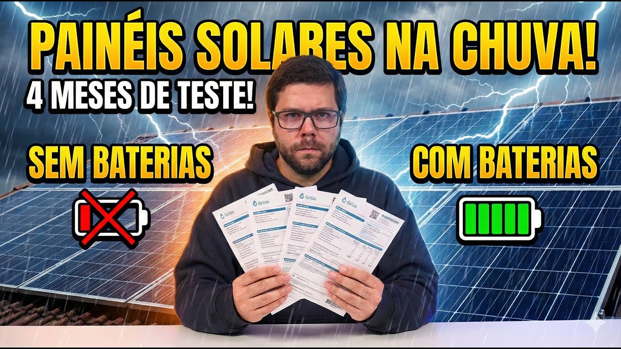 PAINÉIS SOLARES NA CHUVA: O Grande Teste! 🌧️ Sem Baterias vs Com Baterias (4 Meses)