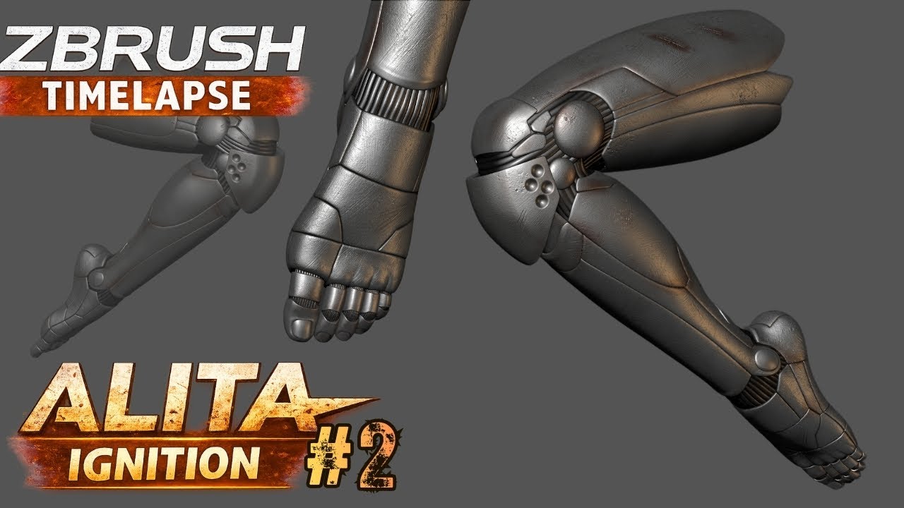 Alita Ignition - figura coleccionable anime - ZBrush Timelapse 2 - Partes de cuerpo robótico