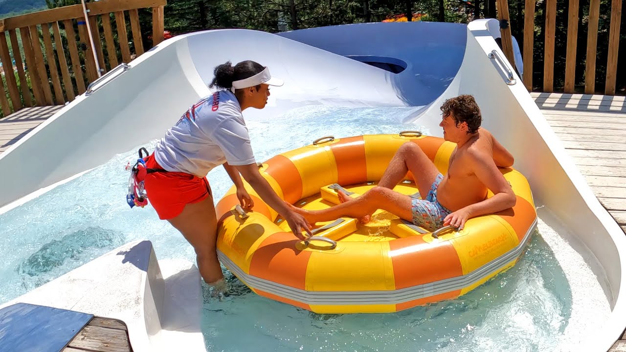 Riding a Family Raft Ride ALONE! Titan - The Ultimate Water Slide | Camelbeach