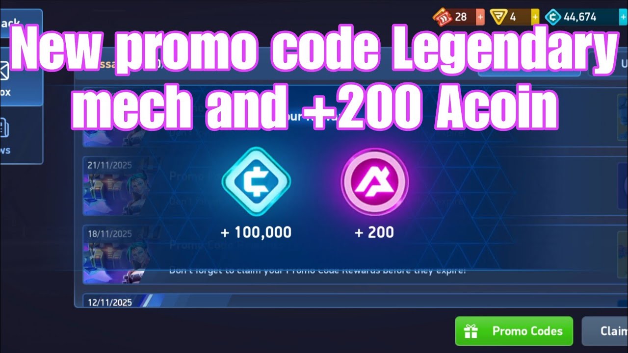 New promo code free legendary mech and 200 Acoin 