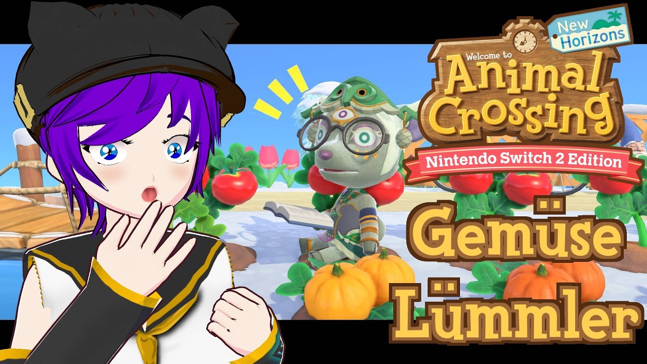 Animal Crossing New Horizons Nintendo Switch 2 Edition 🐱 #160 Mineru sitzt auf dem Gemüse