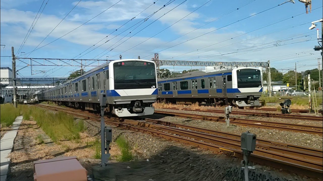 いわき駅 回送中のE531系 付属編成同士のすれ違い✨ ５両編成と５両＋５両編成✨