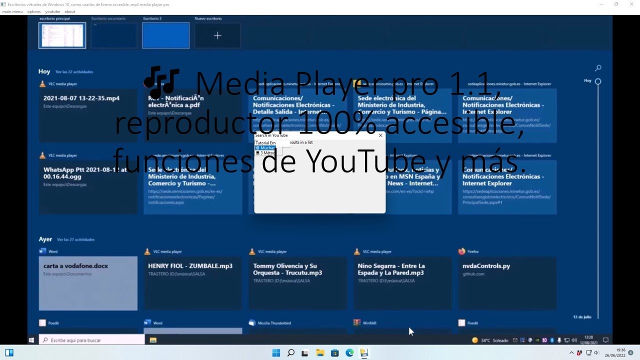 🎶 Media Player pro 1.2, reproductor 100% accesible, ligero y con funciones de YouTube.