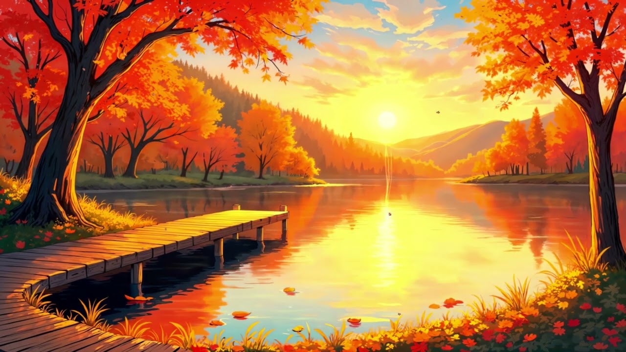 Fond d'&eacute;cran anim&eacute; de paysage d'automne : arri&egrave;re-plan de bureau ensoleill&eacute; Full HD et 4K pour PC