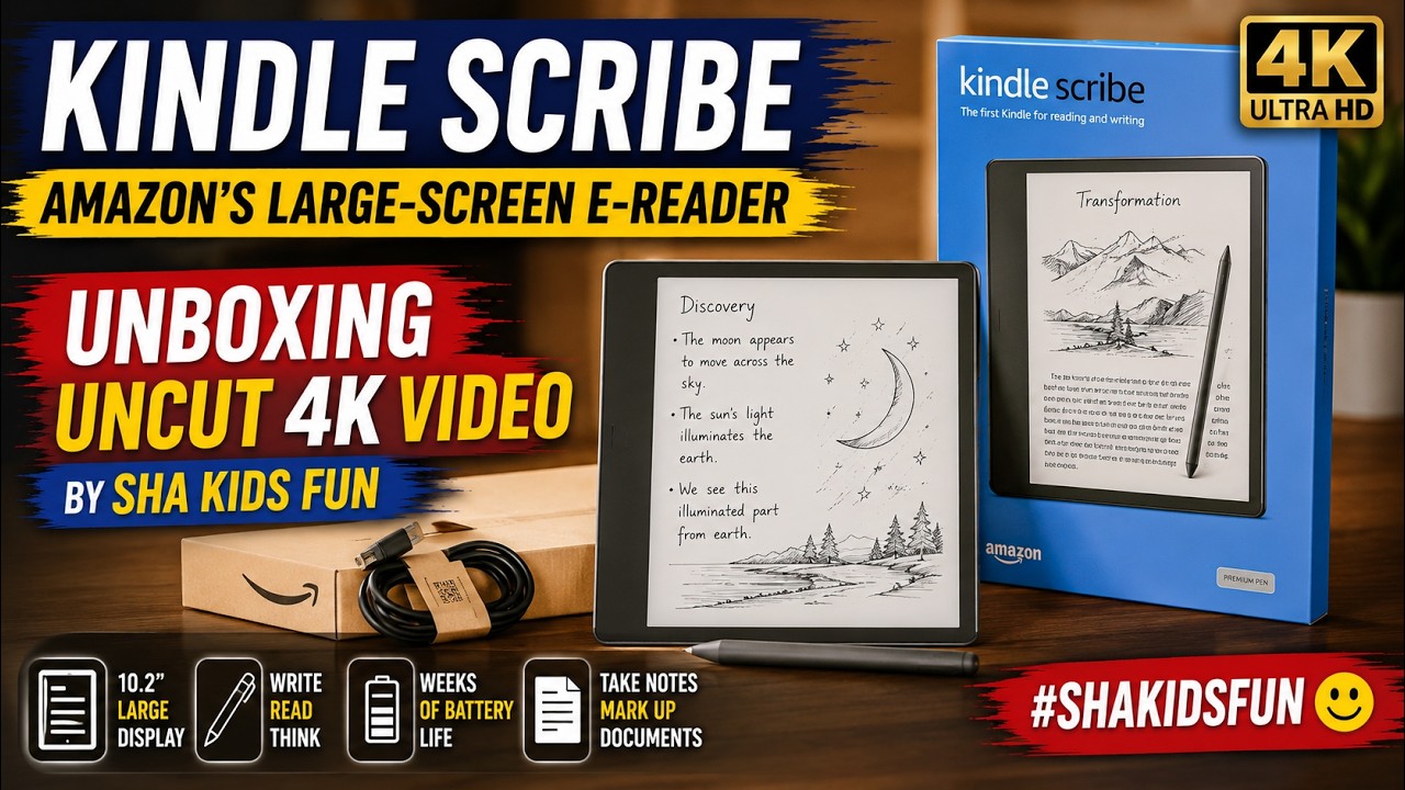 Kindle Scribe - Amazon's large-screen e-reader - Unboxing Uncut 4K Video by Sha Kids Fun #shakidsfun