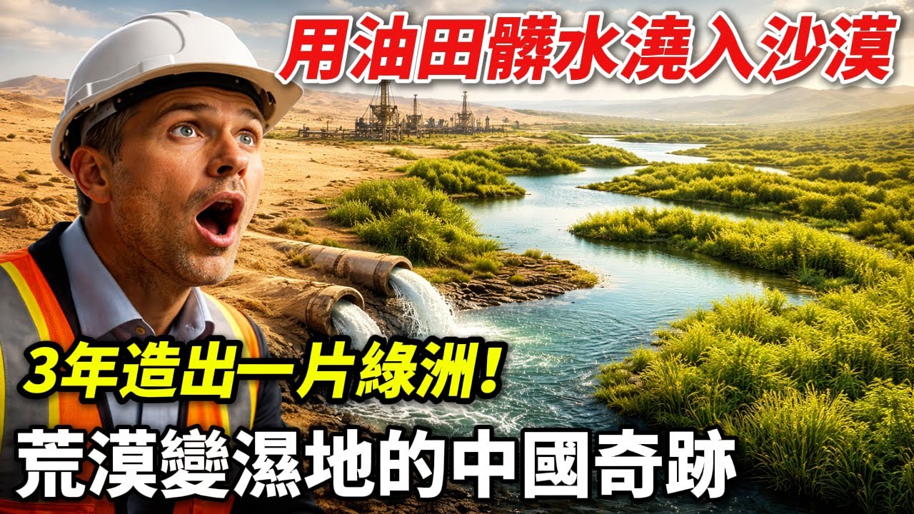 用油田髒水澆入沙漠，3年造出一片綠洲！荒漠變濕地的中國奇跡
