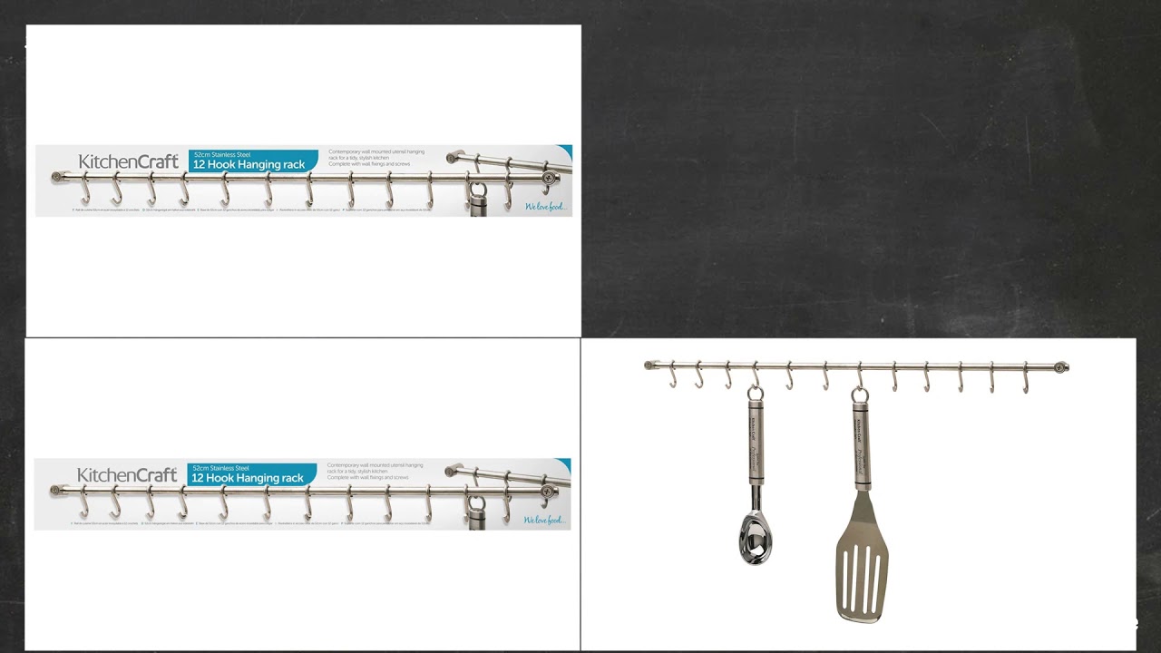 Review KitchenCraft Stainless Steel Kitchen Utensil Hanging Rack with 12 Hook [2019]