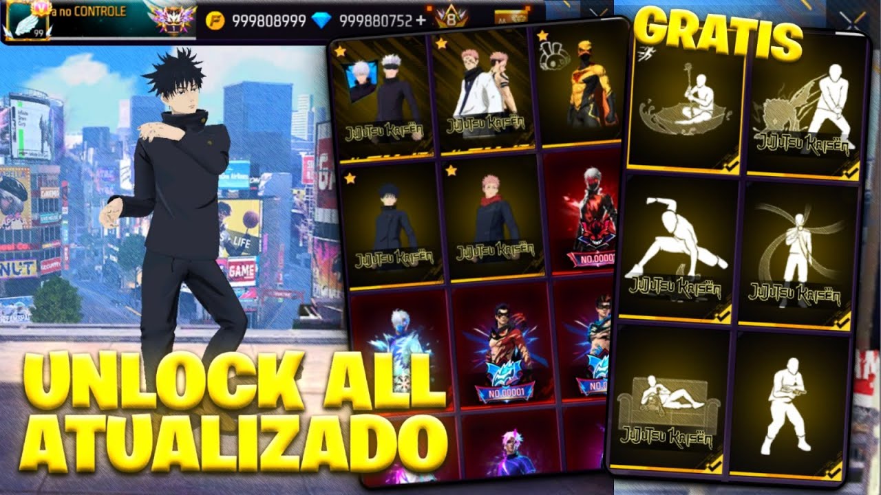 ATUALIZOU!!! UNLOCK ALL COM TODAS SKINS DO FREE FIRE 😱 UNLOCK ALL ATUALIZADO FUNCIONANDO ( SEM BUG )