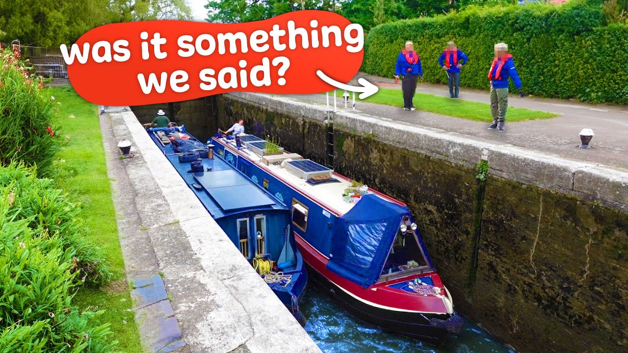 We think we upset the lock-keepers | Narrowboat cruise up the Stoke Bruerne flight - 217